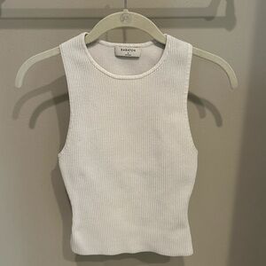 Aritzia Babaton White Racerback Sculptknit Tank Size Small